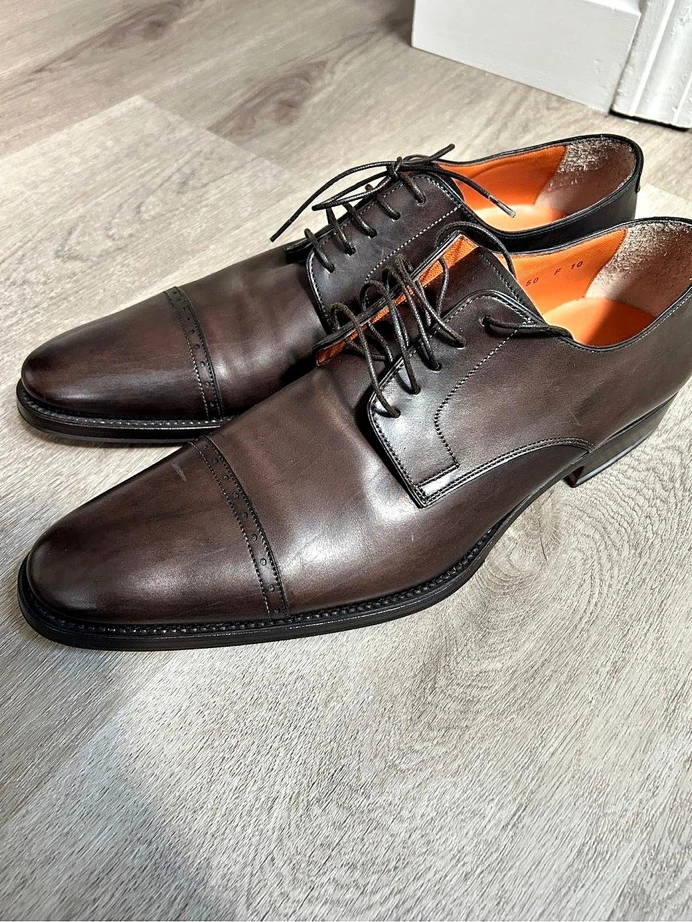 Santoni Cap-Toe Oxfords Brown US 10 F